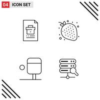 Universal Icon Symbols Group of 4 Modern Filledline Flat Colors of business ping pong file strawberry web Editable Vector Design Elements