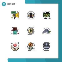 Set of 9 Modern UI Icons Symbols Signs for currency s business sweet love Editable Vector Design Elements