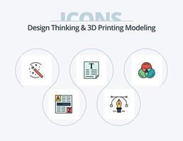 Design Thinking And D Printing Modeling Line Filled Icon Pack 5 Icon Design. pen . database. web. data. flow vector