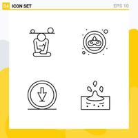 Mobile Interface Line Set of 4 Pictograms of balance arrow mind coin down Editable Vector Design Elements