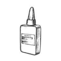 Glue Bottle Stationery Equipment Monochrome Vector