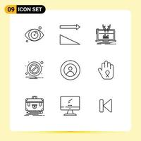 Universal Icon Symbols Group of 9 Modern Outlines of user global management earth notification Editable Vector Design Elements