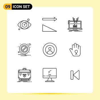 Universal Icon Symbols Group of 9 Modern Outlines of user global management earth notification Editable Vector Design Elements