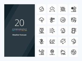 20 Weather Outline icon for presentation vector