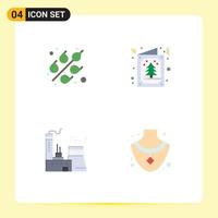 Flat Icon Pack of 4 Universal Symbols of cereal factory tree invitation diamond Editable Vector Design Elements