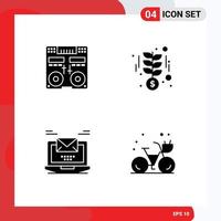 Universal Icon Symbols Group of 4 Modern Solid Glyphs of cd computer mixer investment mail Editable Vector Design Elements