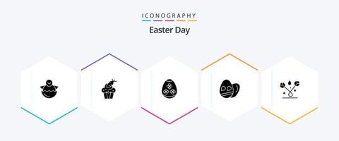 paquete de iconos de 25 glifos de pascua que incluye decoración. Pascua de Resurrección. Pascua de Resurrección. huevo. vacaciones vector