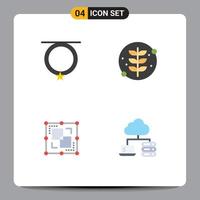 Set of 4 Modern UI Icons Symbols Signs for accessories drawing necklace nature point Editable Vector Design Elements