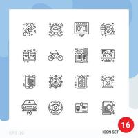 16 Universal Outlines Set for Web and Mobile Applications bag hobbies competition drink stadium Editable Vector Design Elements