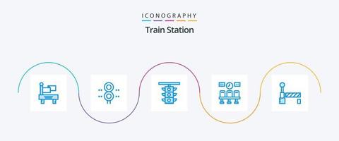 paquete de iconos azul 5 de la estación de tren que incluye bandera. transportación. ligero. tren. tren vector