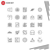 25 Thematic Vector Lines and Editable Symbols of supplies pencil document organizer pen Editable Vector Design Elements