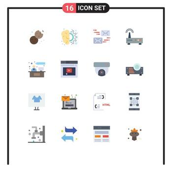 16 Universal Flat Color Signs Symbols of chat signal thinking wifi message Editable Pack of Creative Vector Design Elements