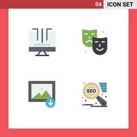 Pictogram Set of 4 Simple Flat Icons of connections download optimization art mountain Editable Vector Design Elements