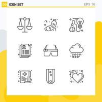 9 Thematic Vector Outlines and Editable Symbols of device care brain health idea Editable Vector Design Elements