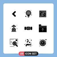 Group of 9 Solid Glyphs Signs and Symbols for scale kitchen business cooking law Editable Vector Design Elements