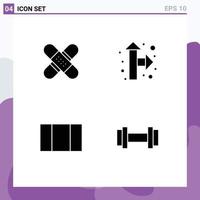 4 Solid Glyph concept for Websites Mobile and Apps aid layout kit direction dumbbells Editable Vector Design Elements