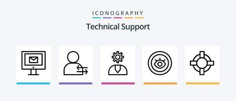 paquete de iconos de la línea de soporte técnico 5 que incluye la configuración de chat. apoyo. mundo. cerrar. engranaje. diseño de iconos creativos vector