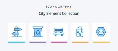 colección de elementos de la ciudad paquete de iconos azul 5 que incluye menos. hexágono. elemento. viaje. bolso. diseño de iconos creativos vector