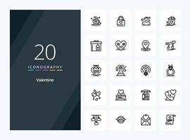 20 Valentine Outline icon for presentation vector