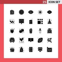 Universal Icon Symbols Group of 25 Modern Solid Glyphs of celebration human search face weather Editable Vector Design Elements