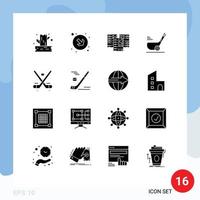 Pack of 16 creative Solid Glyphs of canada short centre ball golf Editable Vector Design Elements