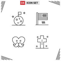 Set of 4 Modern UI Icons Symbols Signs for flag father american dream fall love Editable Vector Design Elements