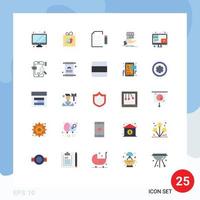 25 iconos creativos, signos y símbolos modernos de blog, documento en línea, tienda de compras, elementos de diseño vectorial editables vector