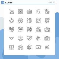 25 Universal Lines Set for Web and Mobile Applications reload money summer promote advertising Editable Vector Design Elements