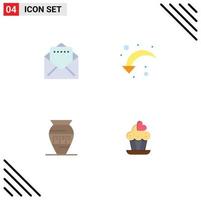 grupo de 4 iconos planos signos y símbolos para documentos jar recargar amphora cupcake elementos de diseño vectorial editables vector