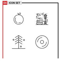 Modern Set of 4 Filledline Flat Colors Pictograph of apple nature bench recreation cd Editable Vector Design Elements