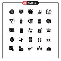 25 Universal Solid Glyphs Set for Web and Mobile Applications banking night ball party exercise Editable Vector Design Elements