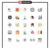Flat Color Pack of 25 Universal Symbols of open user connect pause dollar Editable Vector Design Elements