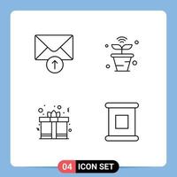 Pictogram Set of 4 Simple Filledline Flat Colors of mail gift box internet things love Editable Vector Design Elements