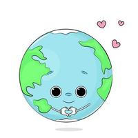 illustration of cartoon green earth planet with love vector