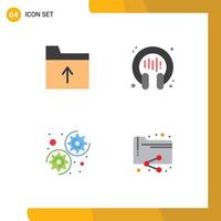 Universal Icon Symbols Group of 4 Modern Flat Icons of document settings communication support analytics Editable Vector Design Elements