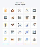 Creative School And Science 25 Flat icon pack  Such As online experiment. . atom. training. conference vector