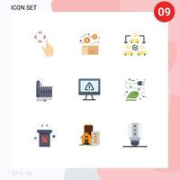 User Interface Pack of 9 Basic Flat Colors of manufacturing energy product resource distribution Editable Vector Design Elements