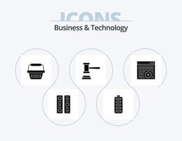 Business and Technology Glyph Icon Pack 5 Icon Design. internet. order. basket. hammer. auction vector