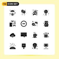 Set of 16 Modern UI Icons Symbols Signs for hot lollypop bar kids report Editable Vector Design Elements