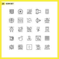 grupo de símbolos de iconos universales de 25 líneas modernas de elementos de diseño de vectores editables de cámara de fotos de iglesia de rollo móvil