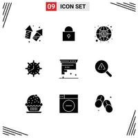 Pack of 9 creative Solid Glyphs of watch timepiece locked time clock Editable Vector Design Elements