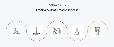 Creative Skills And Creative Process Line 5 Icon Pack Including geometry. precision. graphic. design process. creative vector