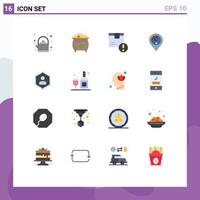 Set of 16 Modern UI Icons Symbols Signs for location flag attention country product Editable Pack of Creative Vector Design Elements