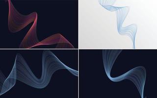 Set of 4 vector backgrounds featuring geometric wave patterns