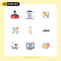 Group of 9 Modern Flat Colors Set for gesture thinking honey innovation creative Editable Vector Design Elements