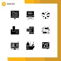 Editable Vector Line Pack of 9 Simple Solid Glyphs of bank phone education home appliances Editable Vector Design Elements