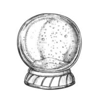 Christmas Snow Globe Souvenir Hand Drawn Vector