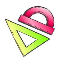 Ruler And Angle Protractor School Tools Color Vector