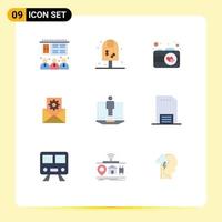 9 iconos creativos signos y símbolos modernos de servicio computadora foto computadora portátil gestión de datos elementos de diseño vectorial editables vector