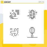 4 Creative Icons Modern Signs and Symbols of advertising arrow speaker lantern right Editable Vector Design Elements